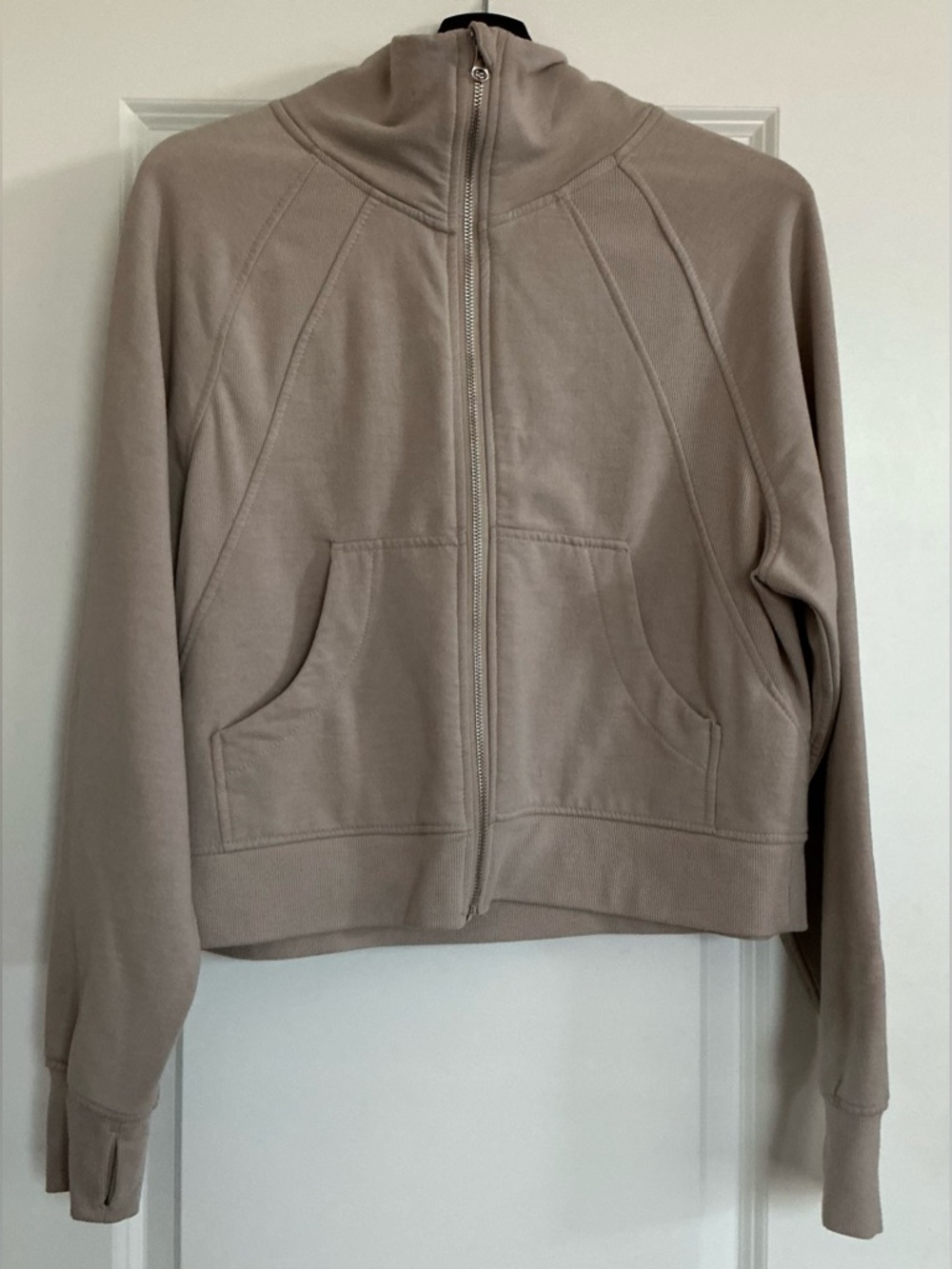 Danskin Cream Zip up with thumb holes